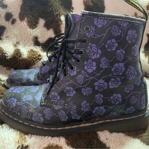 Dr. Martens purple floral print Pascal boots